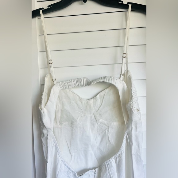 L-Space Womens Dahlia Dress Sz XL White Cotton Linen Midi Cut Out Back Beach - Picture 7 of 8